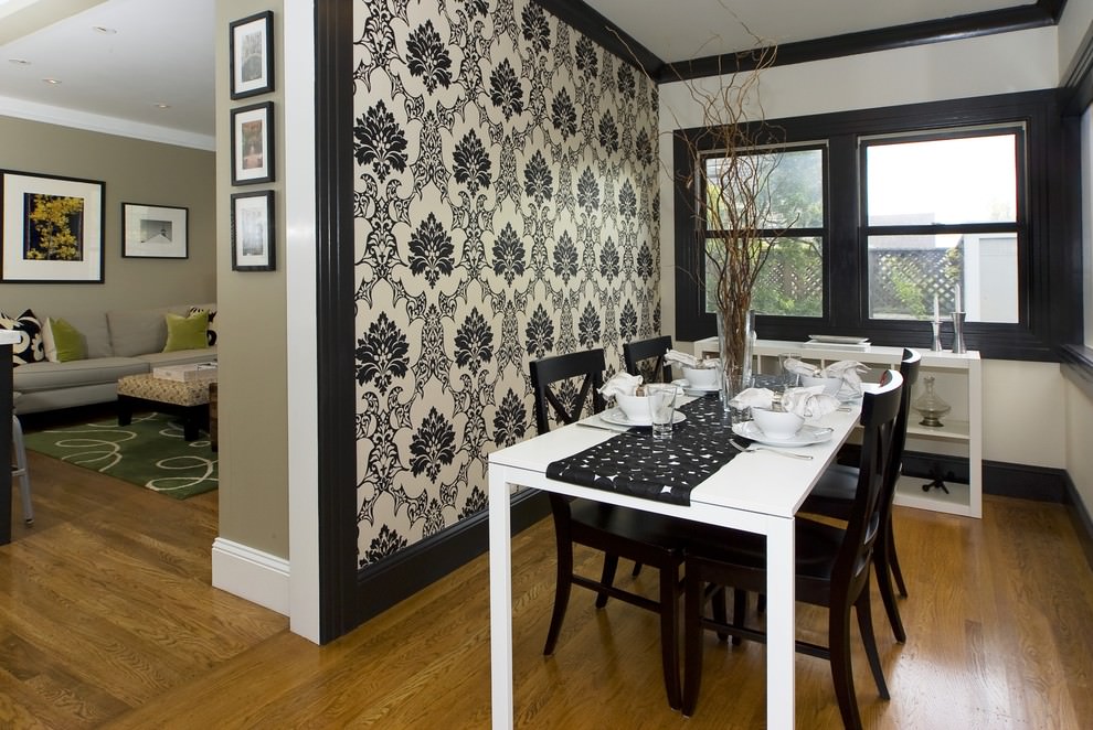 super black and white dining room