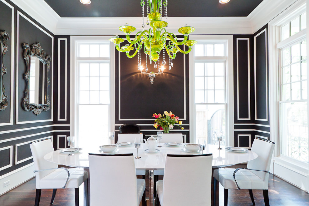 cool black and white dining room
