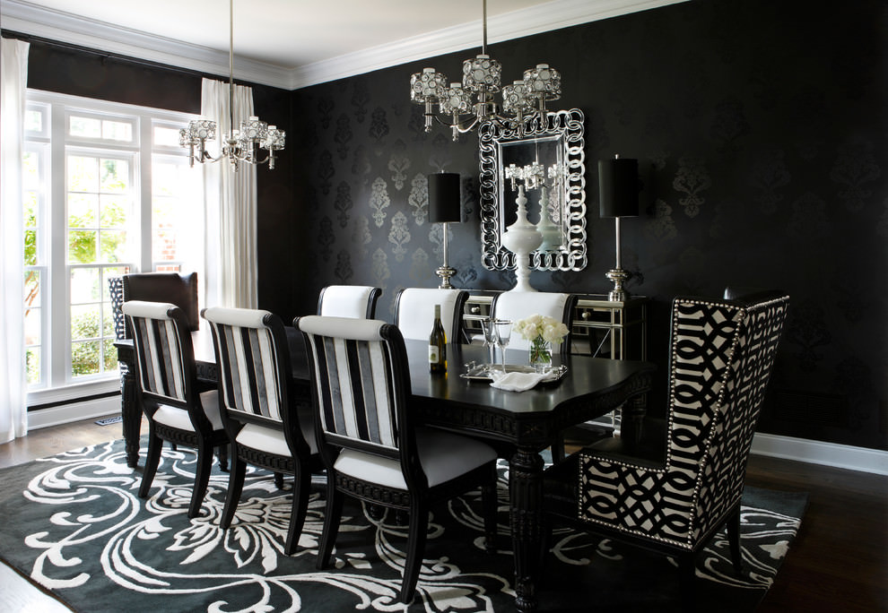prefect black and white dining room