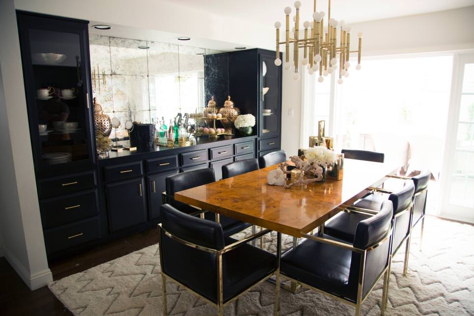 stunning black and white dining room