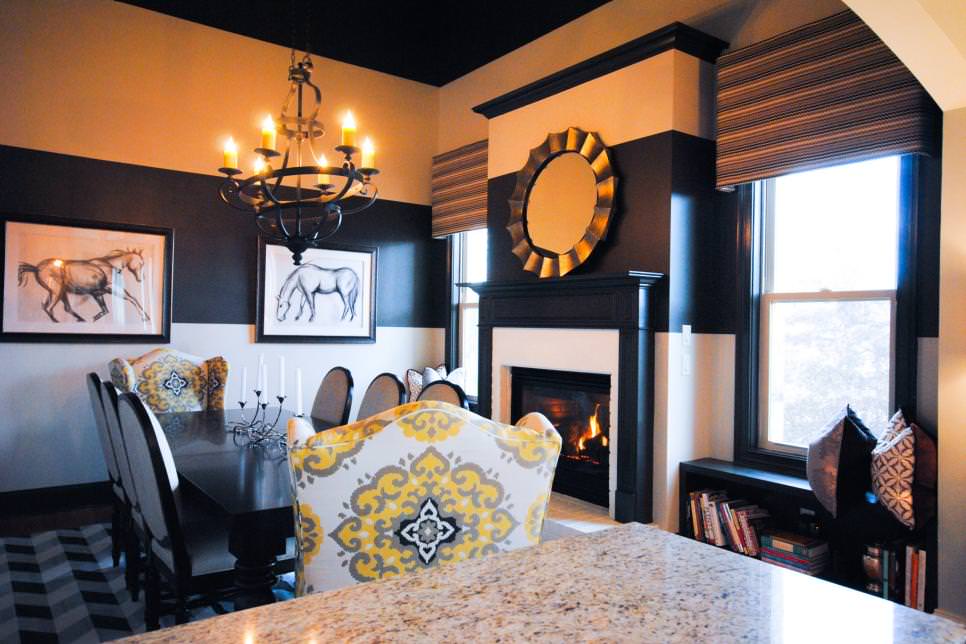 eye catching black and white dining room1