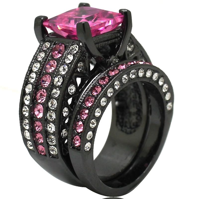 attractive pink black ring