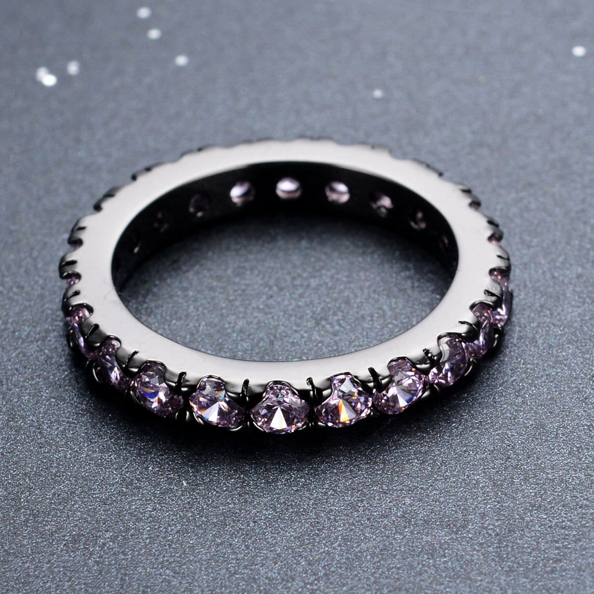pink crystal circle wedding ring