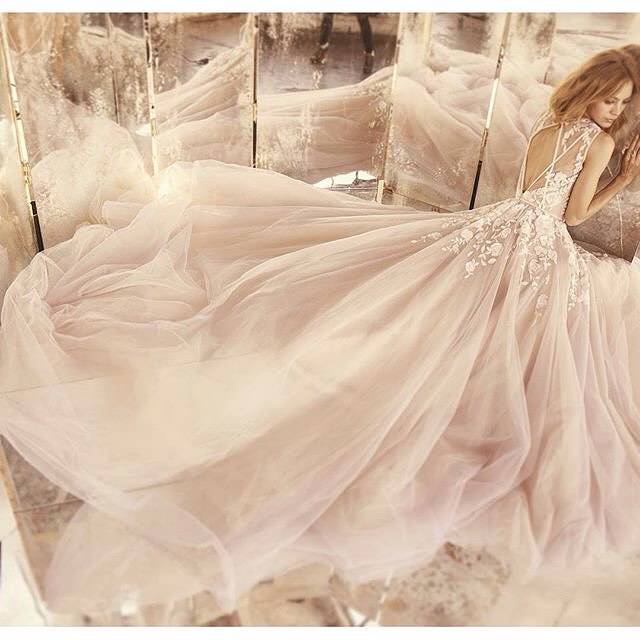 light pink fantasy wedding dress