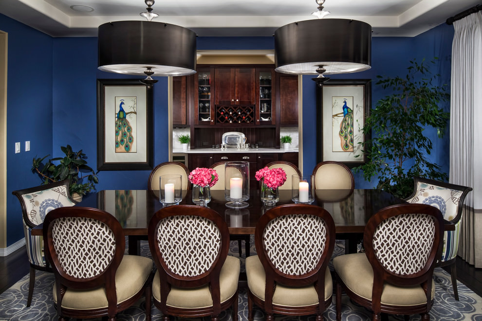 bright blue dining room design