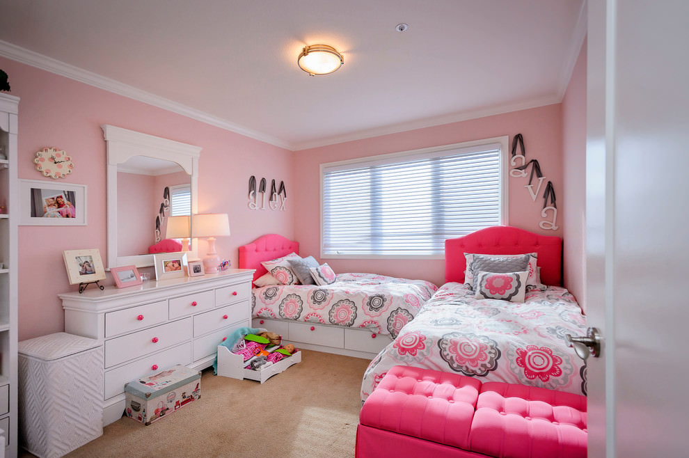 pink girl shared bedroom designs