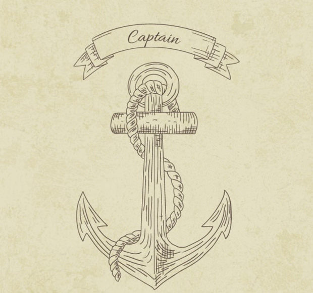 vintage hand drawn anchor