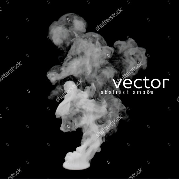 vector illustration of grey smoke on black