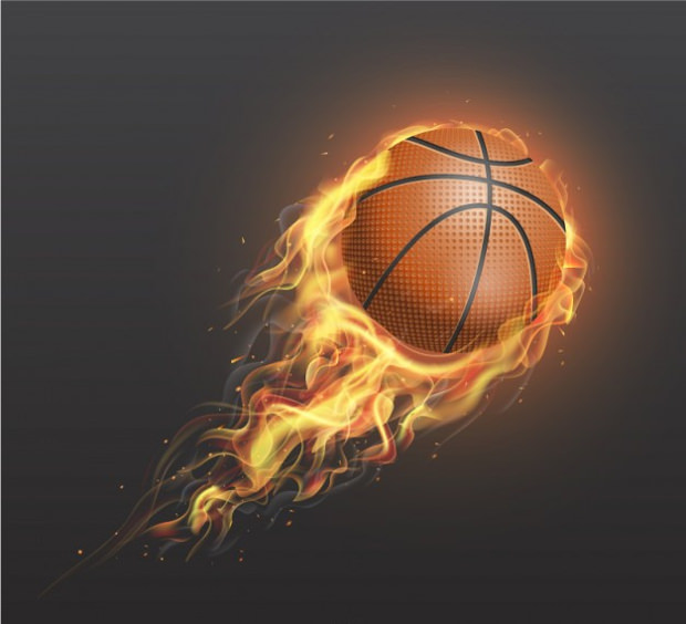 realistic basketball on fire