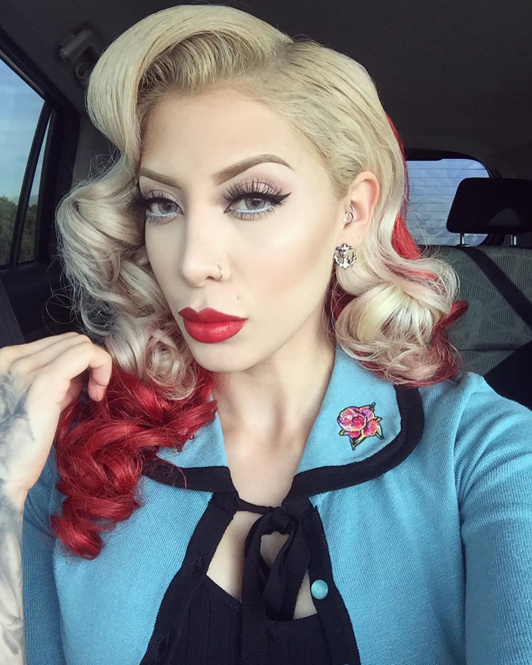 two colored pinup hair