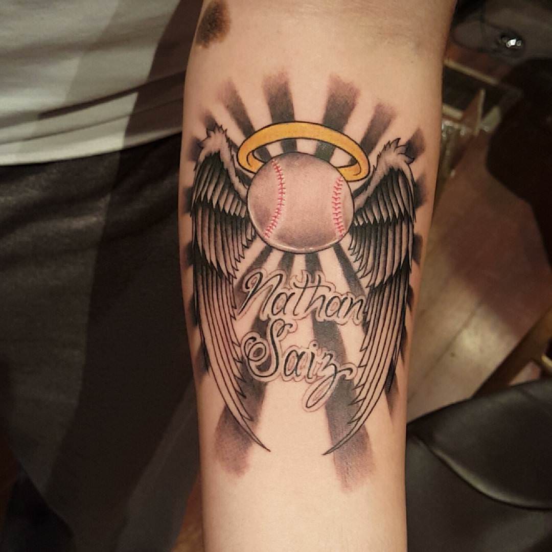 simple looking baseball tattoo
