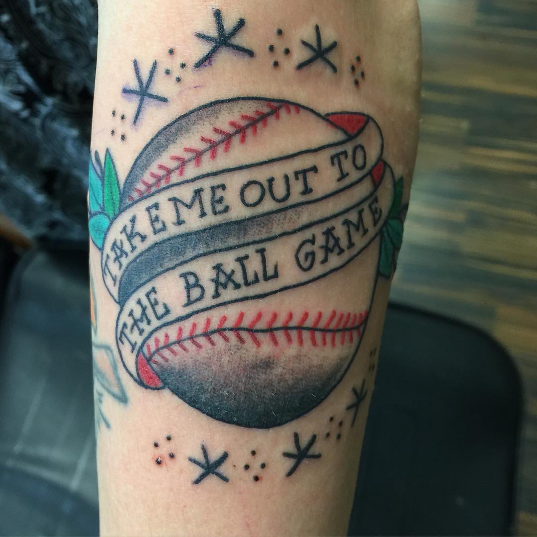 trendy looking baseball tattoo