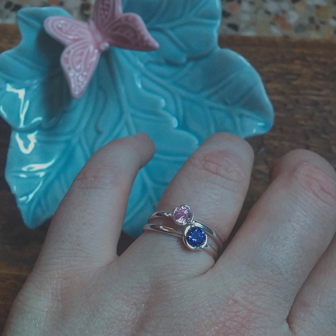 pink blue diamond ring design