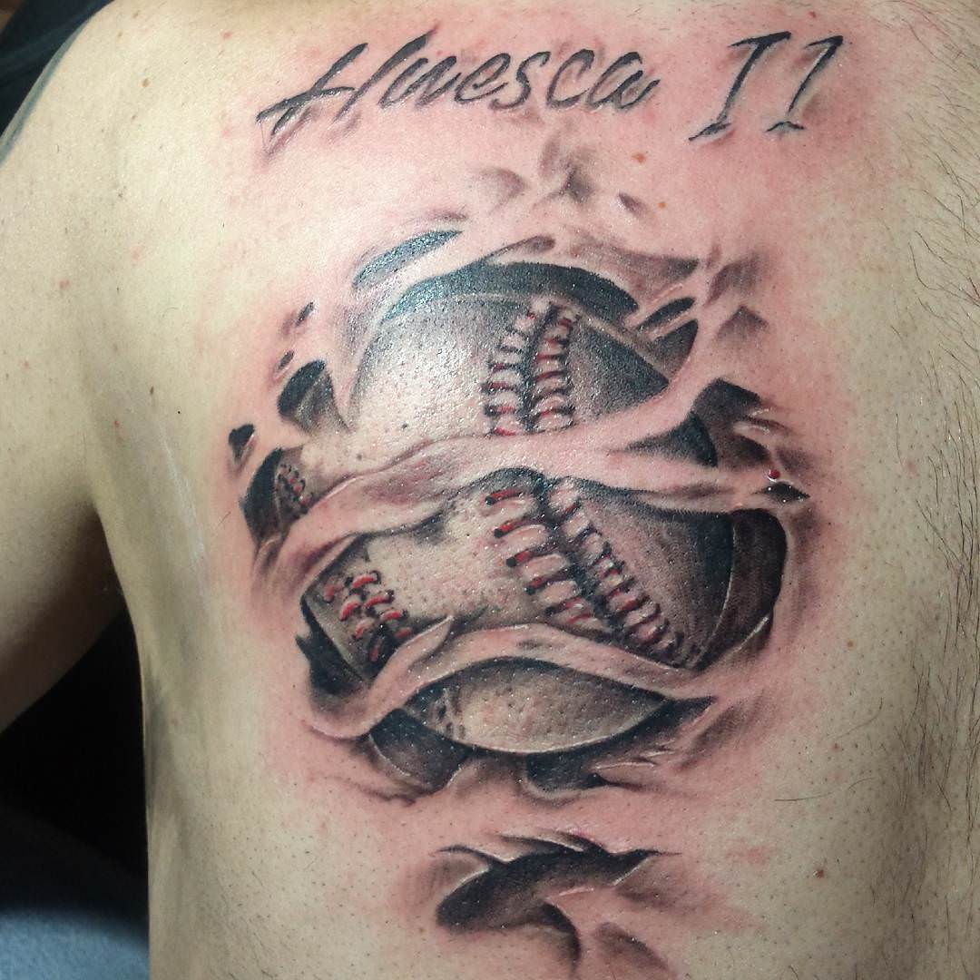 spectacular baseball tattoo