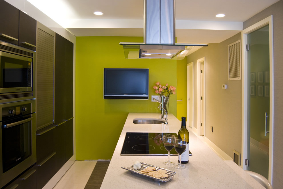 glossy green bedroom wall design