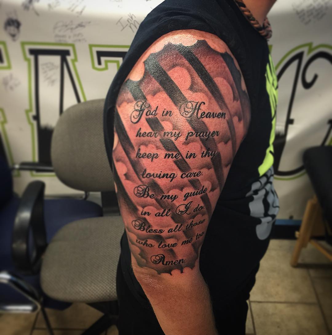 text tattoo for men