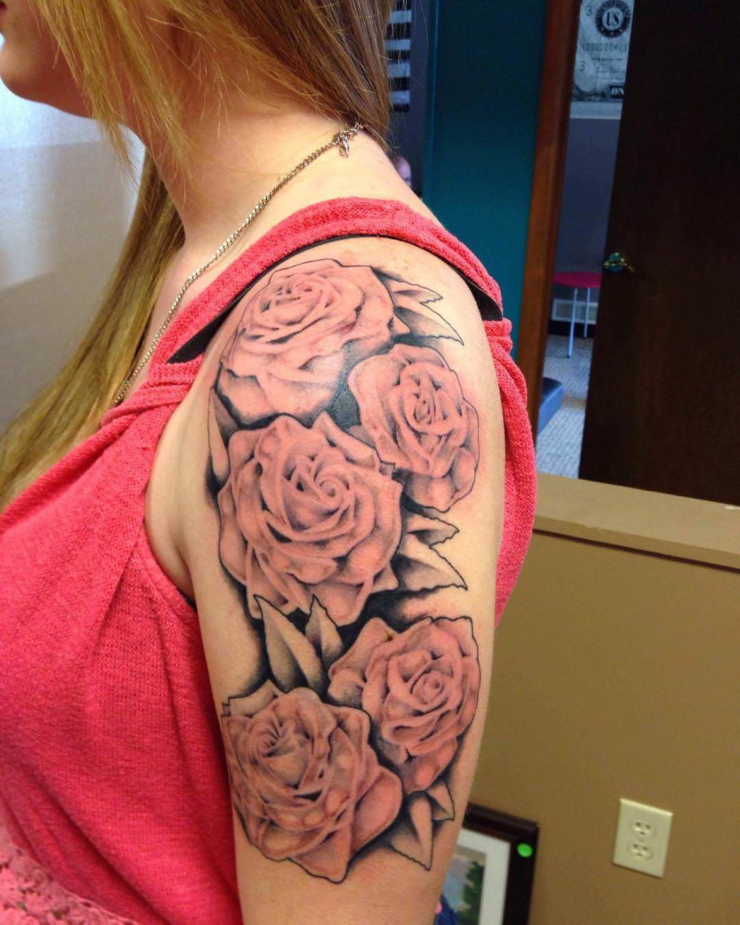 rose sleeve tattoo for women