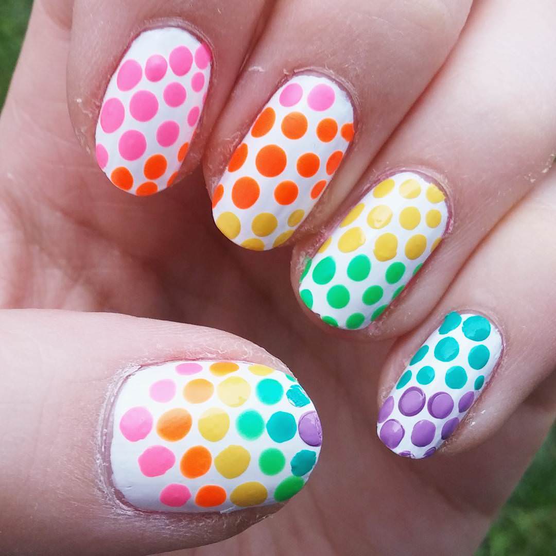 colorful polka dot nails