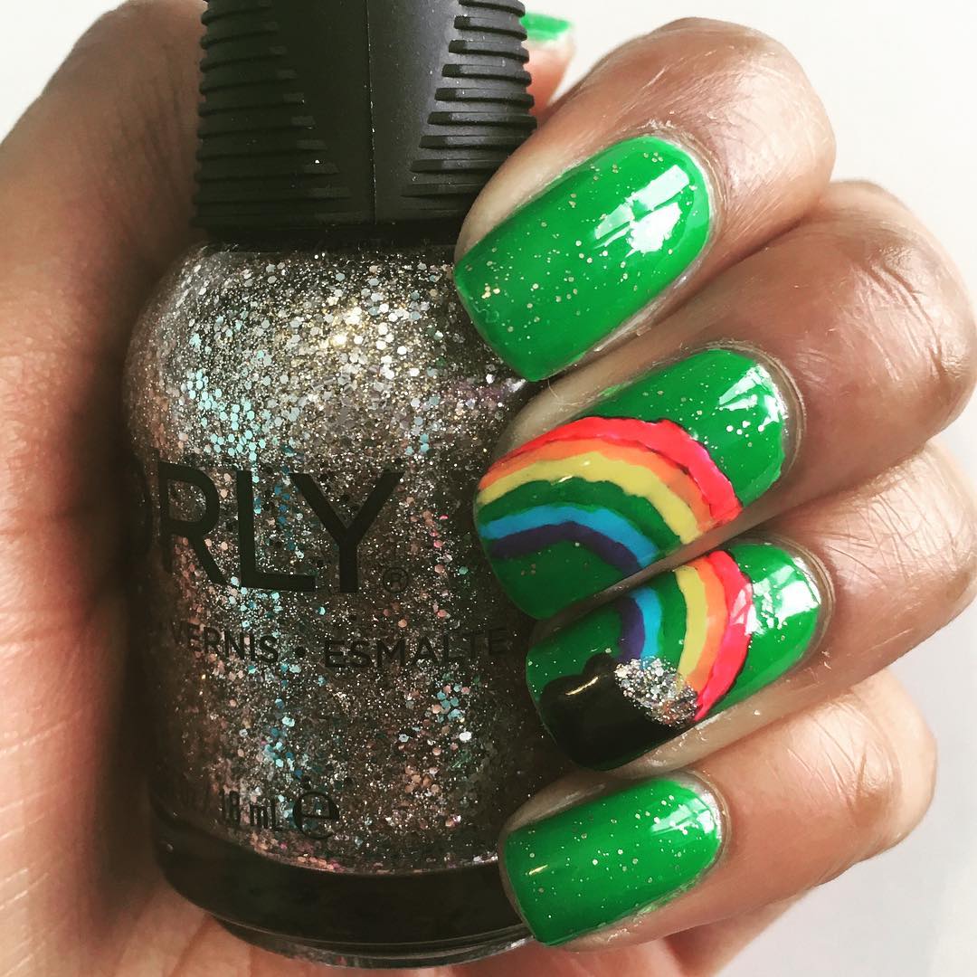 green colored nail design