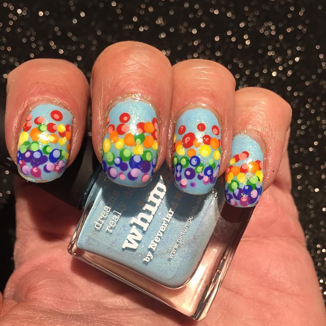 dotted rainbow nail