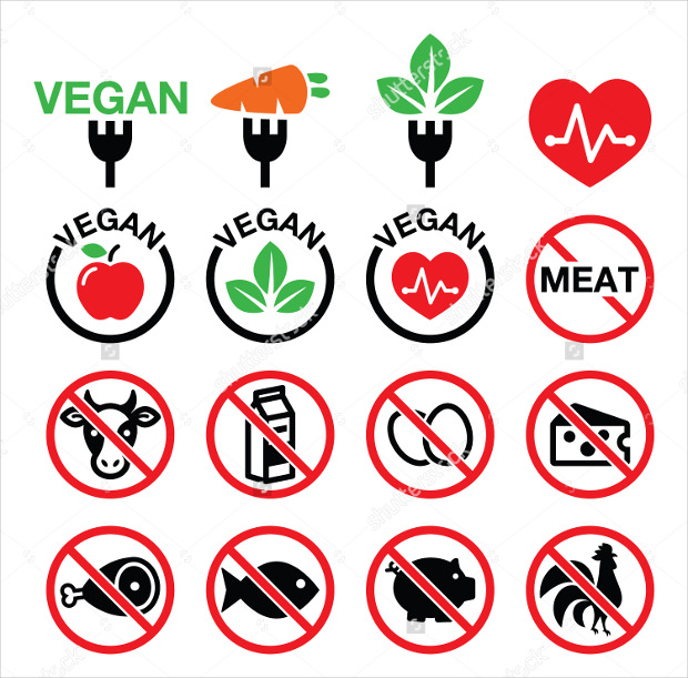 vegan and no meat free icons