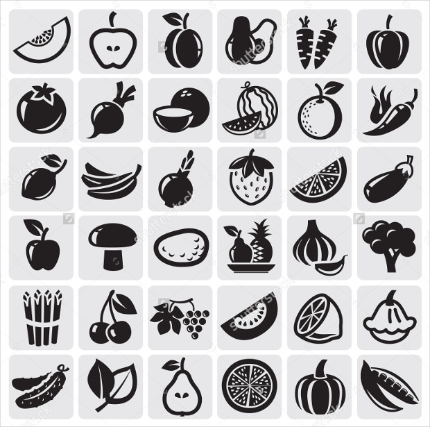 fruit and vegetables icons