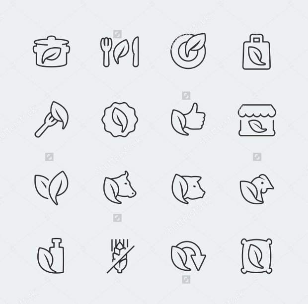 mini icon set for vegetarian