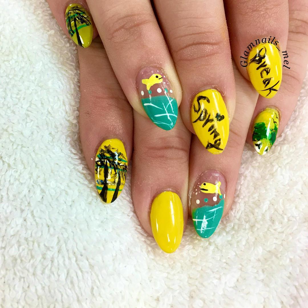 Nail Art Yellow Colour