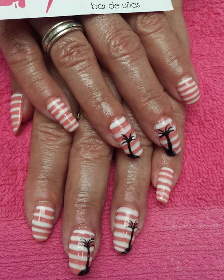 pink and white pretty nails