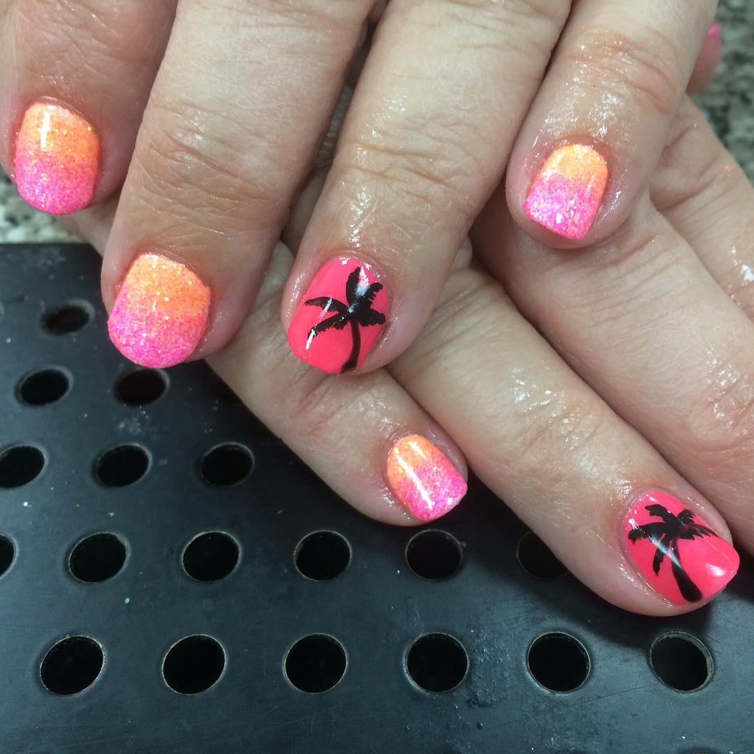 pink sunset nails