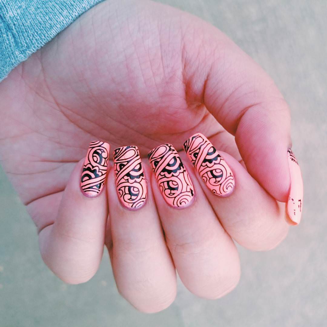 pink lace nails