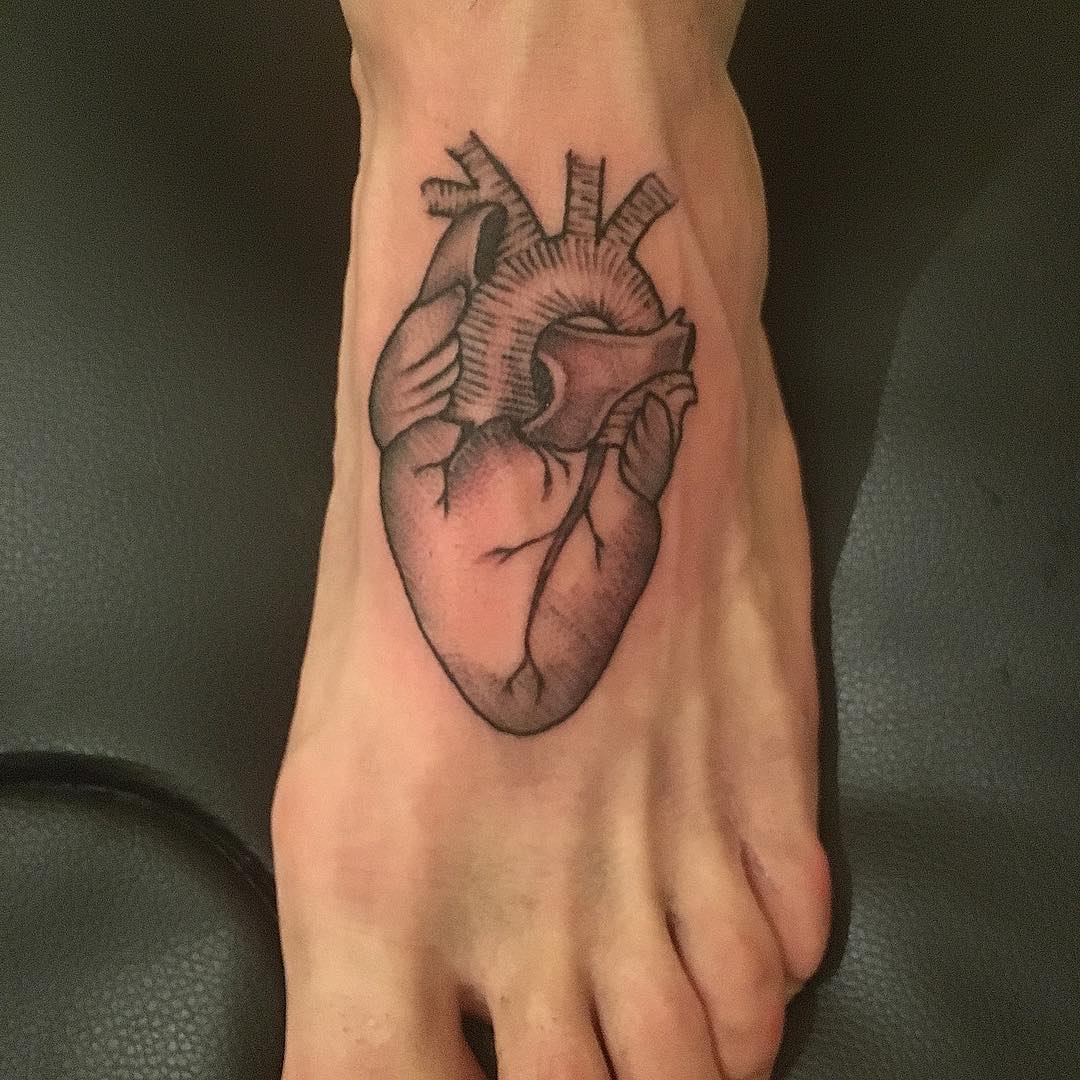 heart tattoo design on foot