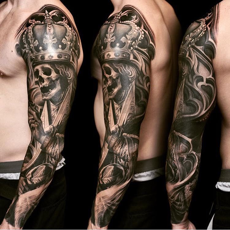 skull sleeve tattoo for men