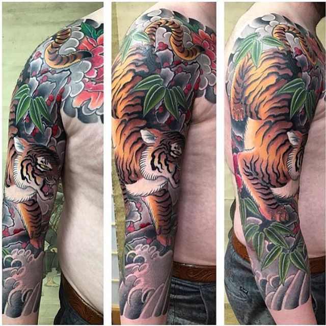 nature animal sleeve tattoo for men
