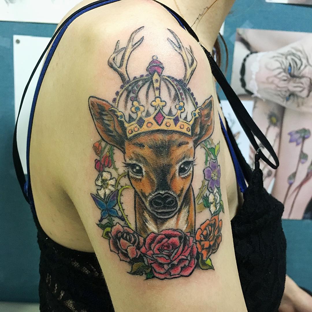 deer king tattoo design