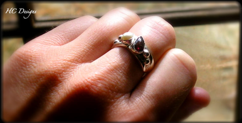 clustered silver gems ring