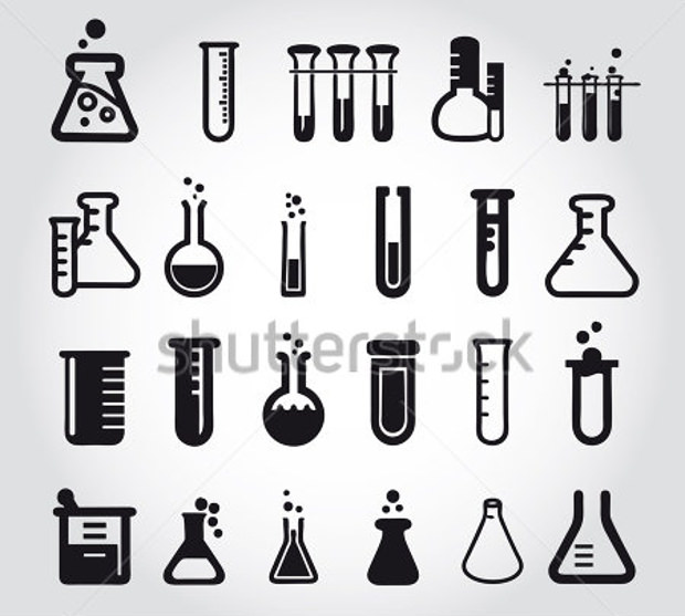 chemical test tube measurement icons