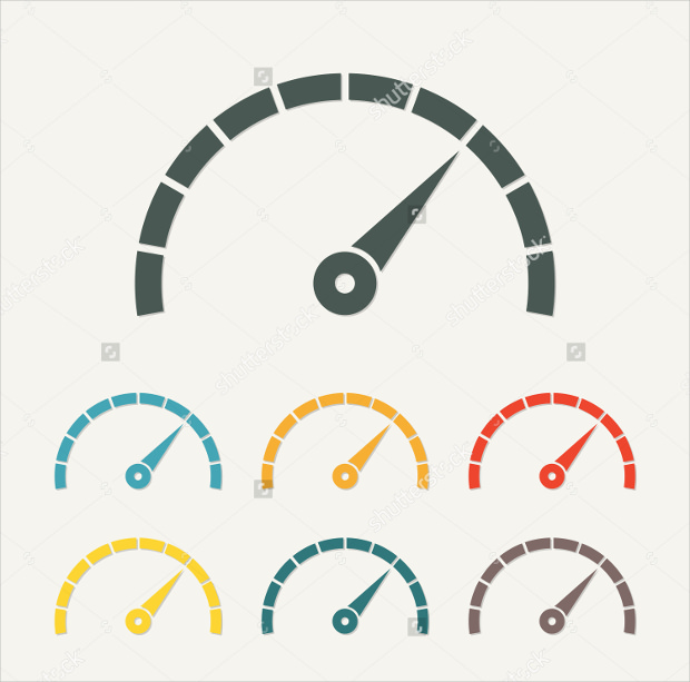 colorful speedometer icons with arrow