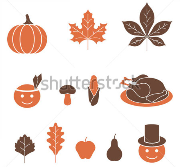 colorful icons for thanksgiving