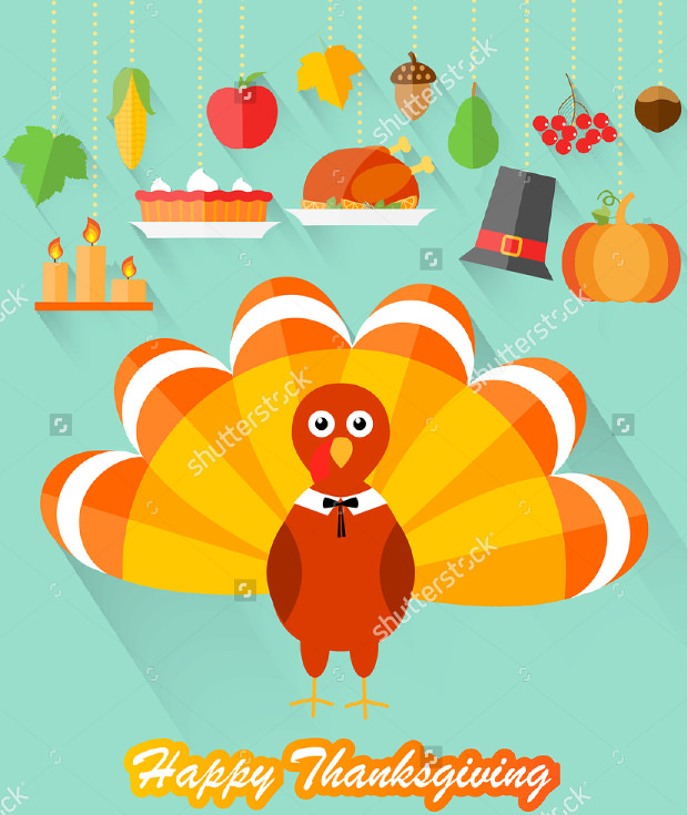 happy thanksgiving card icon