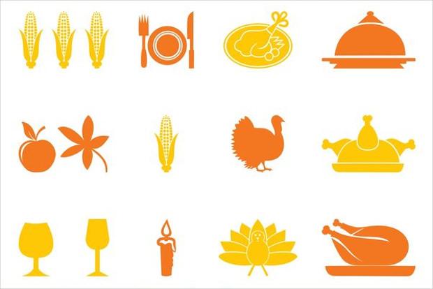 graphic vector icon set of holiday thanksgiving