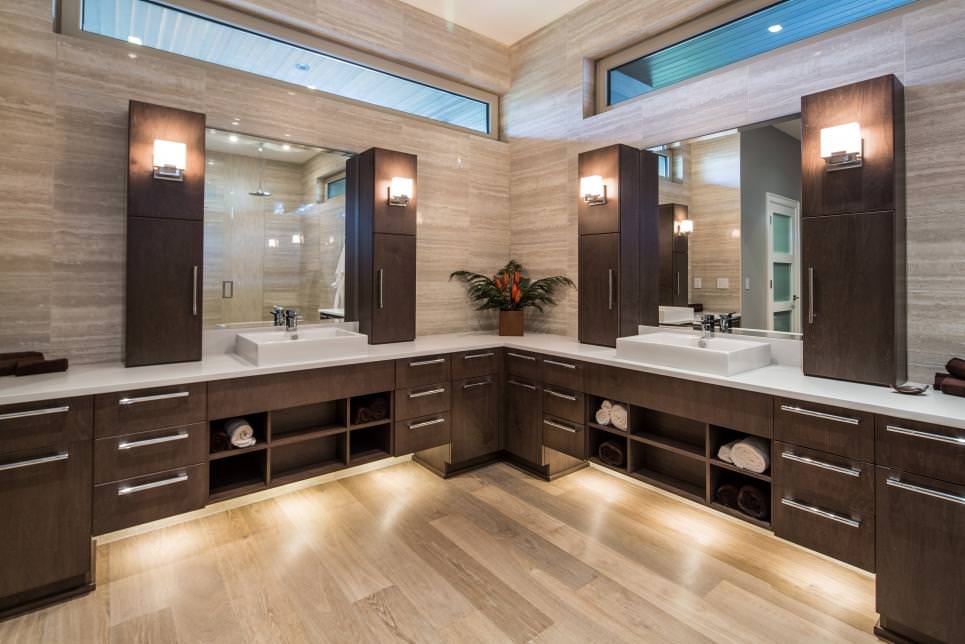 double vanity with upper cabinets designs