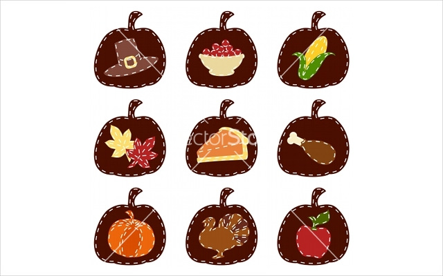 thanksgiving icons on brown background vector