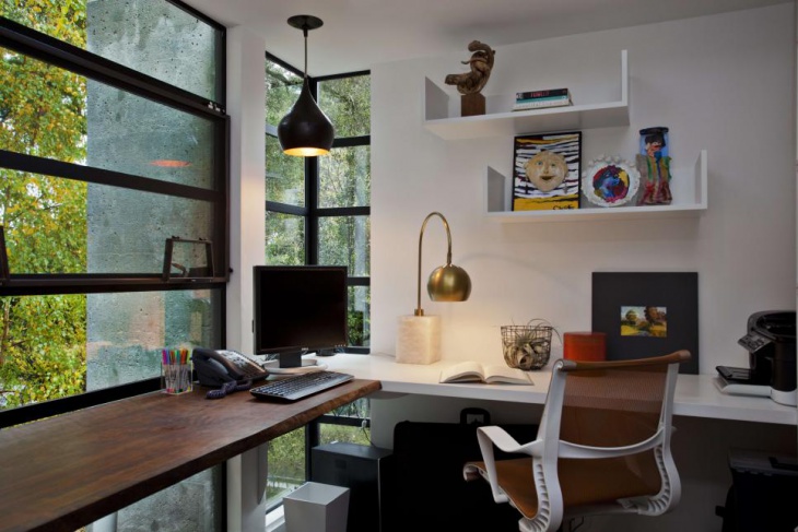 contemporary home office with side cabinets