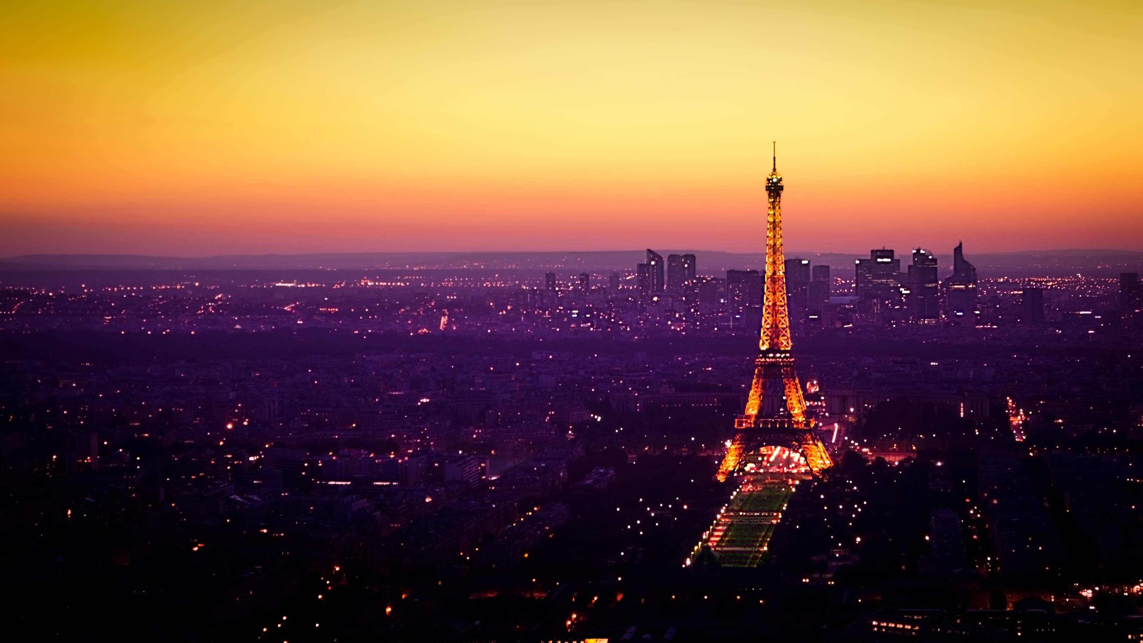 city lights with eiffel tower wallpaper