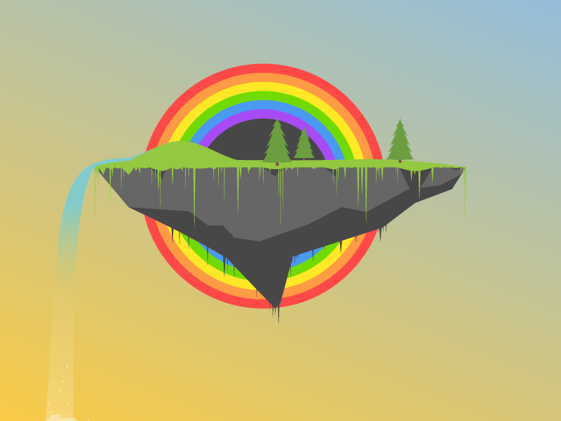 floating rainbow island