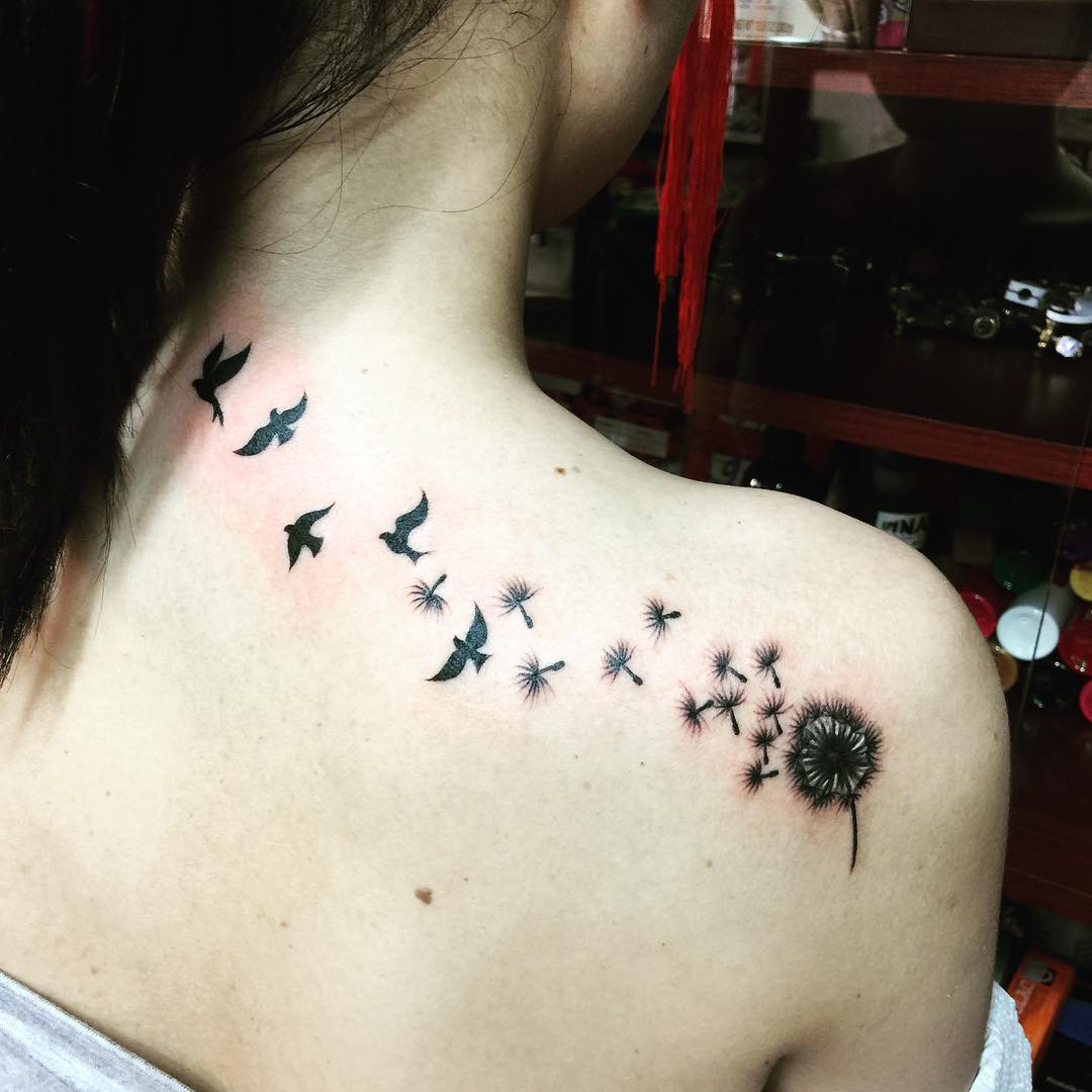 black birds tattoo for women