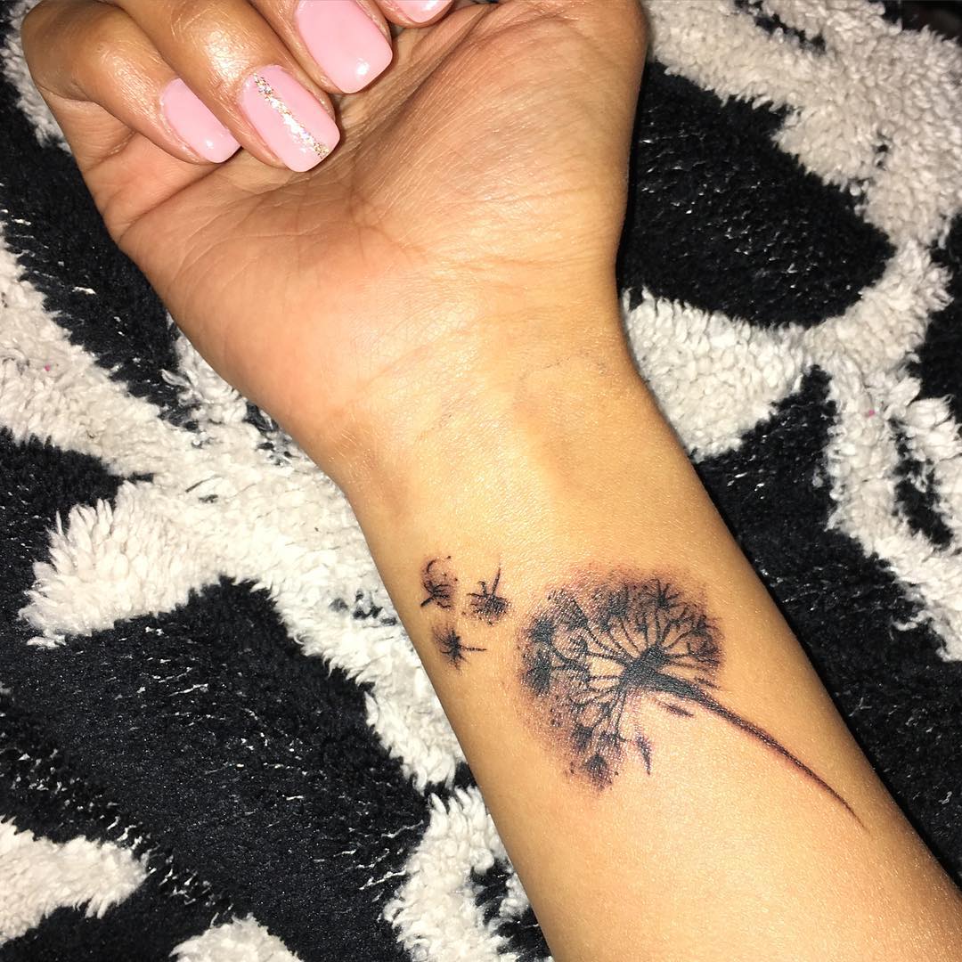trendy dandelion tattoo design