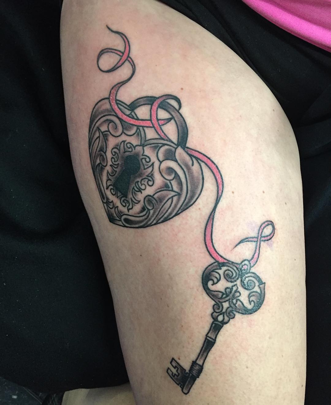 heart shaped lock and key tattoo