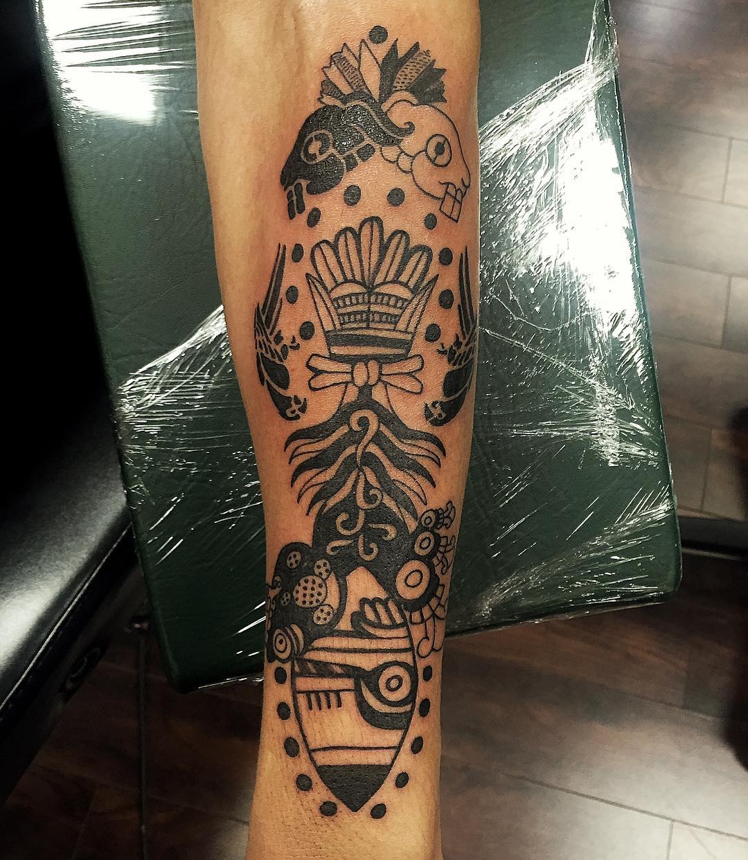 black aztec tattoo for hand